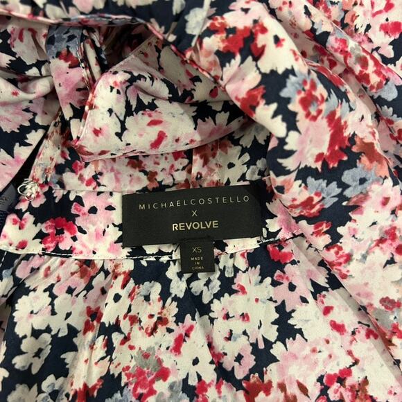 Michael Costello x REVOLVE Tabitha Dress XS Pink Floral Cutout Mini Long Sleeve - Picture 10 of 16